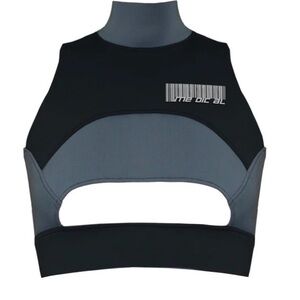 ME DIC AL
MECHA CROP TOP MIXED Black & Gray Cutout High Neck Sports Bra